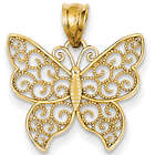 Filigree Butterfly Pendant in 14K Yellow Gold