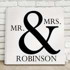 Mr & Mrs 14" Personalized Black and White Canvas Print