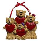 Personalized Teddy Bear Four Friends Heart Ornament