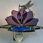 Stained Glass Lotus Flower with Dragonfly Night Light