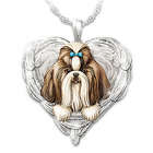 Shih Tzus are Angels Heart-Shaped Engraved Pendant