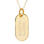 Personalized Left-to-Right 2 Line GPS Coordinates Petite Gold Tag
