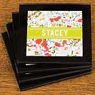 Personalized Floral Coaster Set