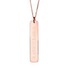 Personalized Coordinate Vertical Name Bar Rose Gold Necklace
