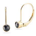 Black Diamond Earrings in 14K Yellow Gold with Lever Back