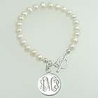 Freshwater Pearl Bracelet with Engraved Silver Charm