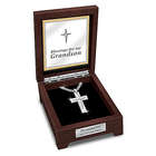 Blessed Grandson White Sapphire Cross Pendant