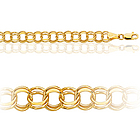 Womens Double Link Charm Bracelet in 10K Yellow Gold