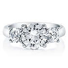 Round Cut Cubic Zirconia Sterling Silver 3-Stone Ring