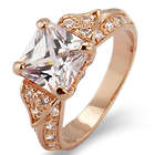 Deco Style Rose Gold Princess Cut CZ Engagement Ring