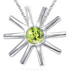 Round Peridot Solitaire Star-Shaped Pendant in Silver