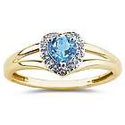Heart Shaped Blue Topaz and Diamond Ring in 10K Yellow Gold