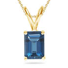 London Blue Topaz Solitaire Pendant in 18K Yellow Gold