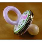 Pacifier with Rabbits Pink Limoges Box