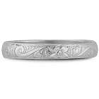 Handmade Paisley Floral Wedding Band in Sterling Silver