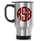 Personalized Block Monogram Stainless Steel Travel Mug