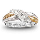 Diamond Embrace Personalized Engraved Couples Diamond Ring