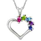 Personalized Marquise Birthstone Heart Necklace in White Gold
