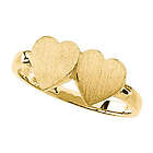 2 Personalized Initials Double-Heart Gold Signet Ring