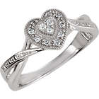 Near Vintage Silver Cubic Zirconia Stone Heart Ring