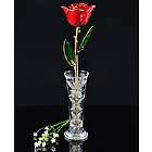 24 Karat Gold Trimmed Red Rose with Crystal Vase