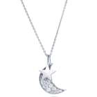 Sterling Silver CZ Star and Crescent Moon Pendant