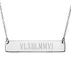 Personalized Roman Numeral Date Sterling Silver Bar Necklace