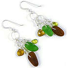 Sea Glass and Sterling Silver Earrings in Earth Tones