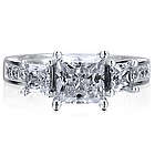 Sterling Silver Princess Cut Cubic Zirconia 3-Stone Ring