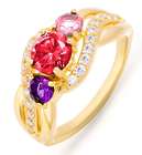 3-Birthstone Gold Infinity Swirl Mother's Ring