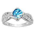 Diamond & Blue Topaz Ring in 14K White Gold