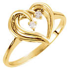 2 Gold Hearts As One Diamond Ring