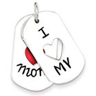 I Love My Mom Two-Piece Dog Tag Pendants in Sterling Silver
