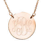Engraved Monogram Rose Gold Disc Necklace with Rolo Chain