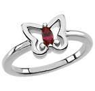 White Gold Butterfly Ring with Marquise Garnet Gemstone