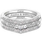 3-Band White Sapphire Solid Silver Stacking Personalized Ring