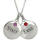 Sterling Silver Petite Double Round Tag Birthstone Pendant