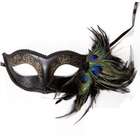 Black Venetian Half Face Feather Mask