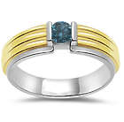 Men's .26 Ct Blue Diamond Two Tone Ring