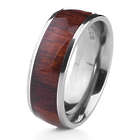 Men's Wood Inlay Titanium Ring with Personalized Engraving
