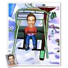 Ski Lift Guy Caricature Personalized Print from Photo