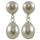 Dyed Grey Freshwater Pearl Drop Earrings in Sterling Silver