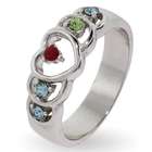 Sterling Silver Heart Mother's Ring with Custom Birthstones