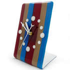 Contemporary Candy Stripe Fused Glass Tabletop Clock