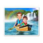 Canoeing with Dad Custom Caricature Print