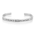 I Love You to the Moon and Back Stainless Steel Cuff Bracelet