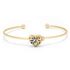 Locket Heart 4 MM Round Birthstone Gold Cuff Bracelet