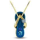 Caribbean Blue Flower Strap Flip Flop Necklace