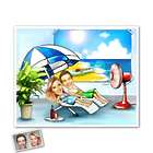 Feel Like a Vacation Custom Caricature Print for 2 from Photos