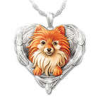 Pomeranians are Angels Heart-Shaped Engraved Pendant